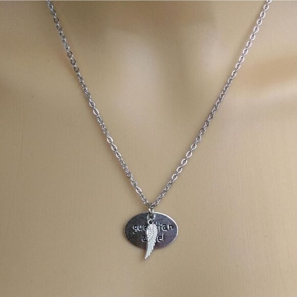 Guardian Angel Silver tone necklace 17" long - Picture 3 of 3